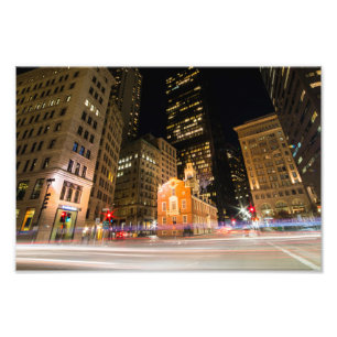 Foto La vieja casa de estado de Boston de noche