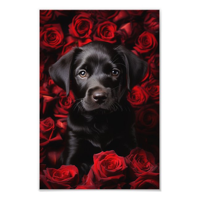 Foto Labrador nunca más cachorro con rosas (Frente)