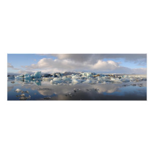 Foto Lago del glaciar de Jokulsarlon en la impresión d