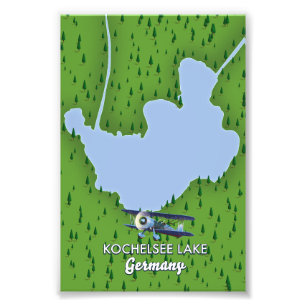 Foto Lago Kochelsee, imprenta de lienzos en el mapa de