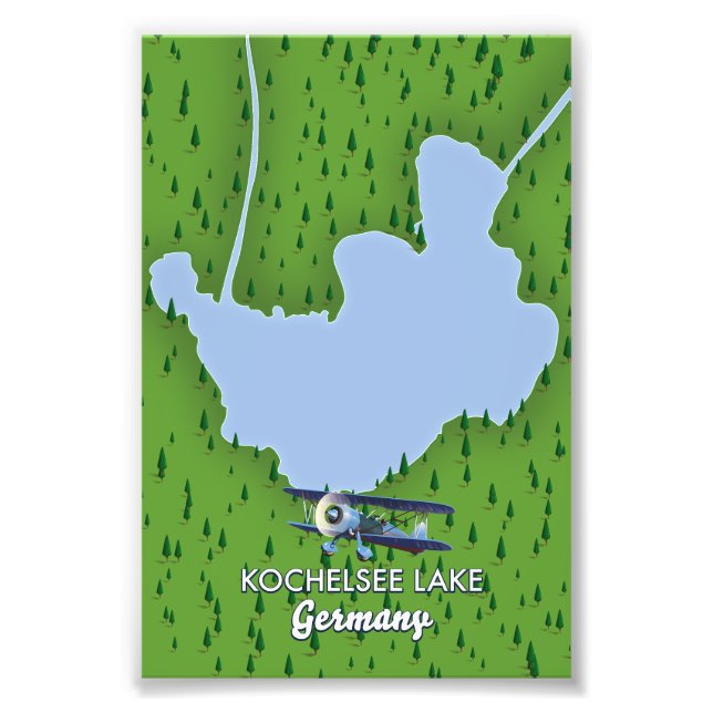 Foto Lago Kochelsee, imprenta de lienzos en el mapa de  (Frente)
