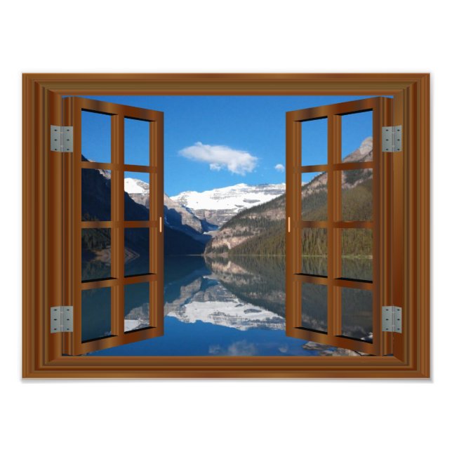 Foto Lake Louise Mountain Reflection Lake Faux Window (Frente)