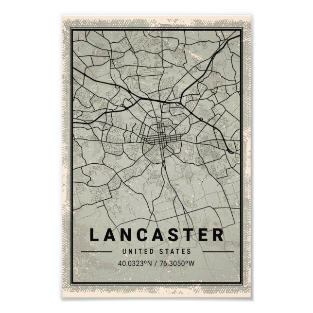 Foto Lancaster united states map print poster canvas (Frente)