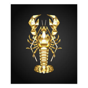 Foto Langosta de bogavante poligonal dorada sobre negro