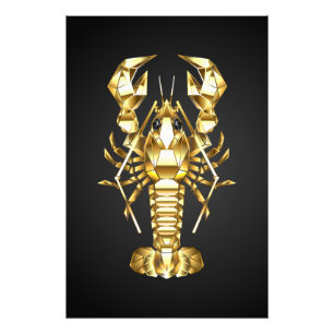 Foto Langosta de bogavante poligonal dorada sobre negro