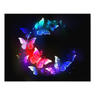 Foto Las mariposas nocturnas brillantes de Neon en el f