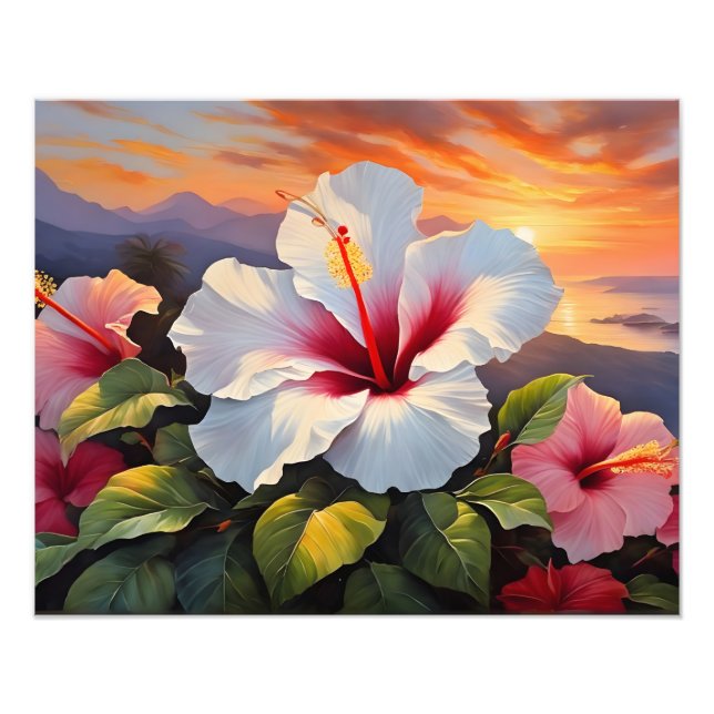 Foto Las vibrantes flores de Hibiscus hawaianas al atar (Frente)