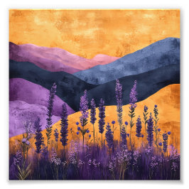 Foto Lavendel vor Berglandschaft- lila und gold