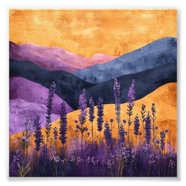 Foto Lavendel vor Berglandschaft- lila und gold (Frente)