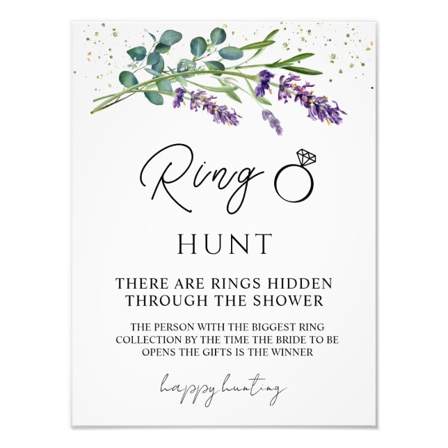 Foto Lavender Eucalyptus Ring Hunt Bridal Shower Game (Frente)