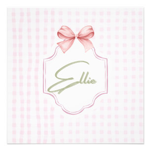 Foto Lazo personalizado rosa y estampado de gingham de 