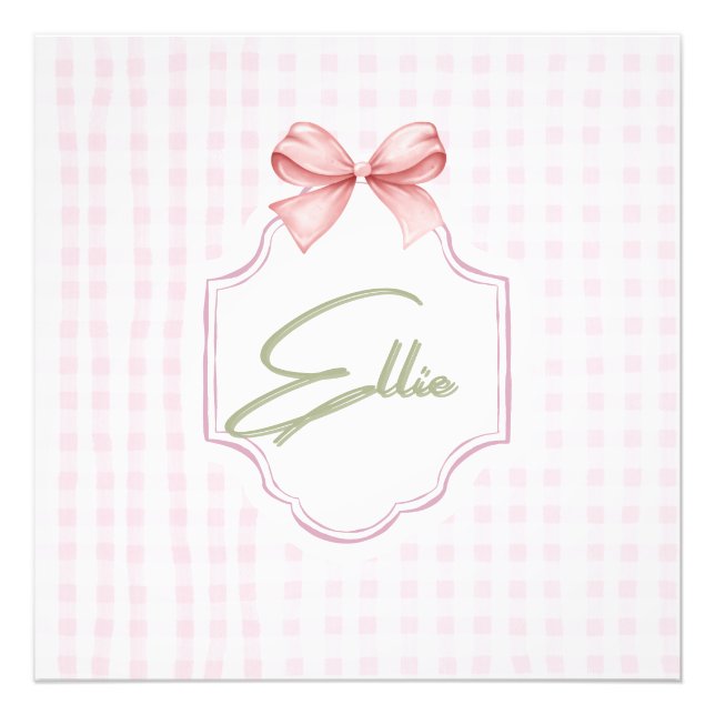 Foto Lazo personalizado rosa y estampado de gingham de  (Frente)