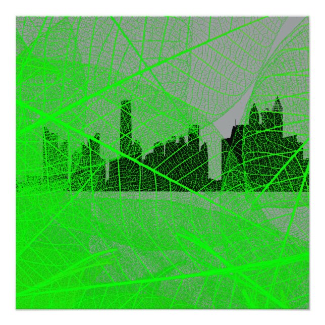 Foto Leaves veins over the city skyline - Abstract (Frente)