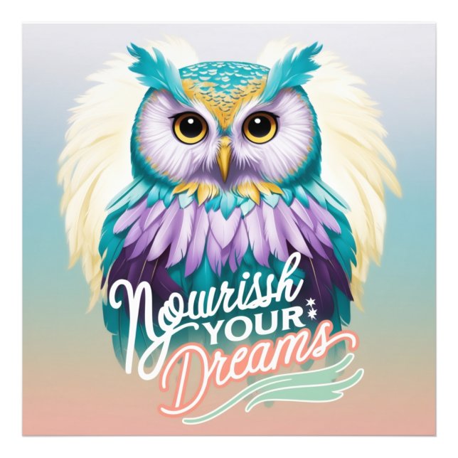 Foto "Lechuza majestuosa con mensaje motivacional" (Frente)