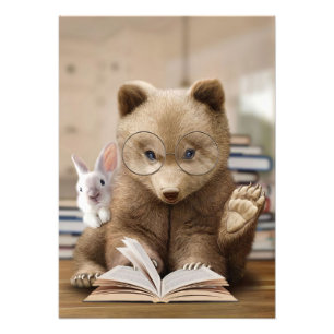 Foto Lector de libros de lectura de osos y conejos