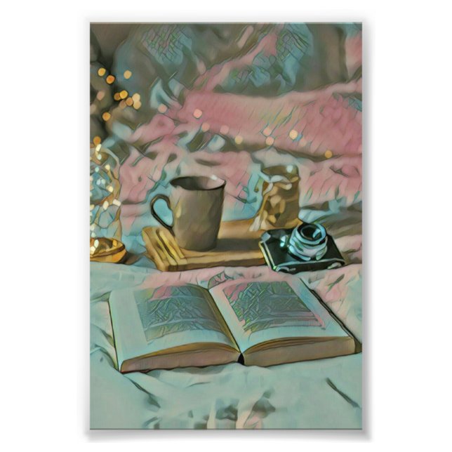 Foto Leer libros, beber café (Frente)