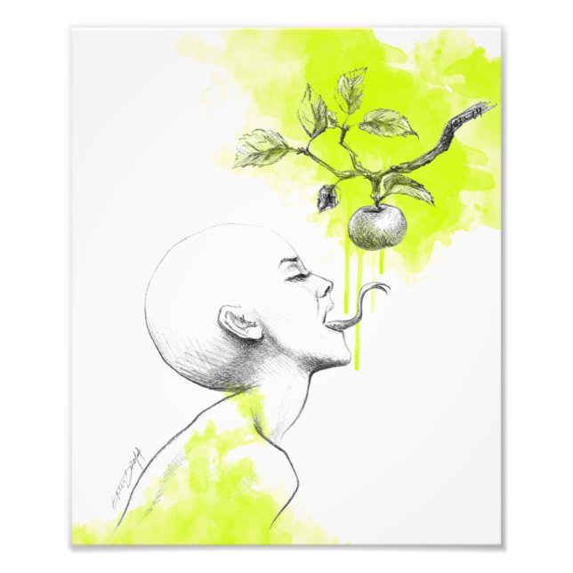 Foto Lengua de serpiente Apple Green splash Surreal art (Frente)