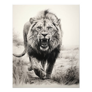 Foto León de espíritu libre negro y blanco