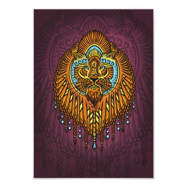 Foto León de espíritu real | Ornate Tribal Mandala Roar (Frente)