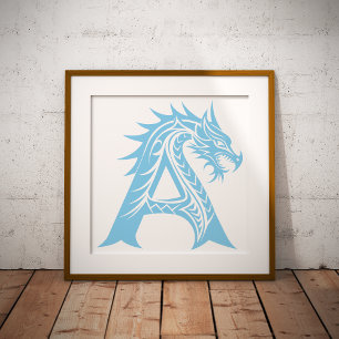 Foto Letra A de estilo dragón, alfabeto de dragón, mono