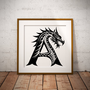 Foto Letra A de estilo dragón, alfabeto de dragón, mono
