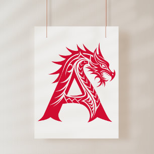 Foto Letra A de estilo dragón, alfabeto de dragón, mono