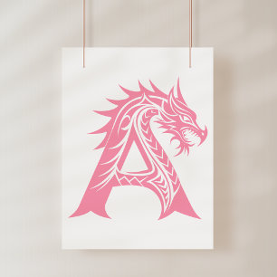 Foto Letra A de estilo dragón, alfabeto de dragón, mono