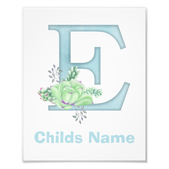 Foto Letra acuarela personalizada E imagen (Frente)