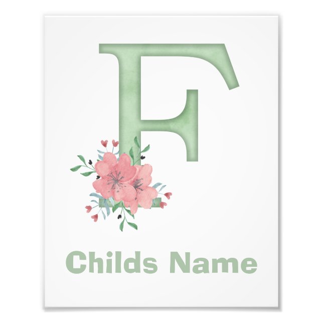 Foto Letra acuarela personalizada F imagen (Frente)