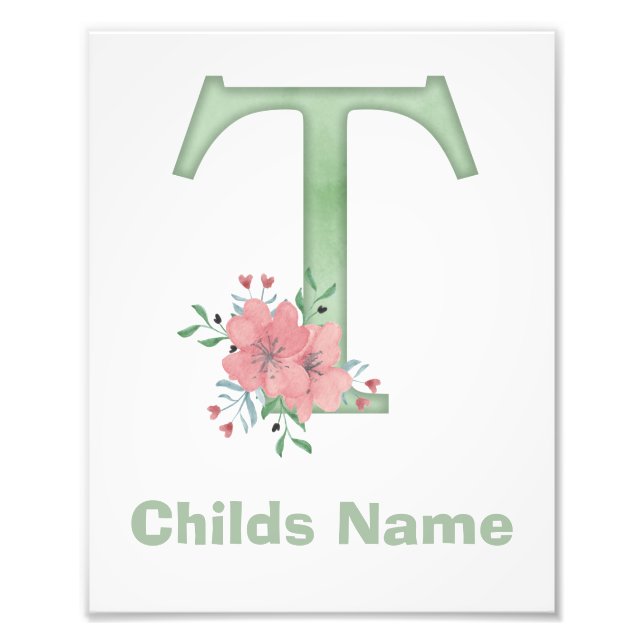 Foto Letra acuarela personalizada T imagen (Frente)