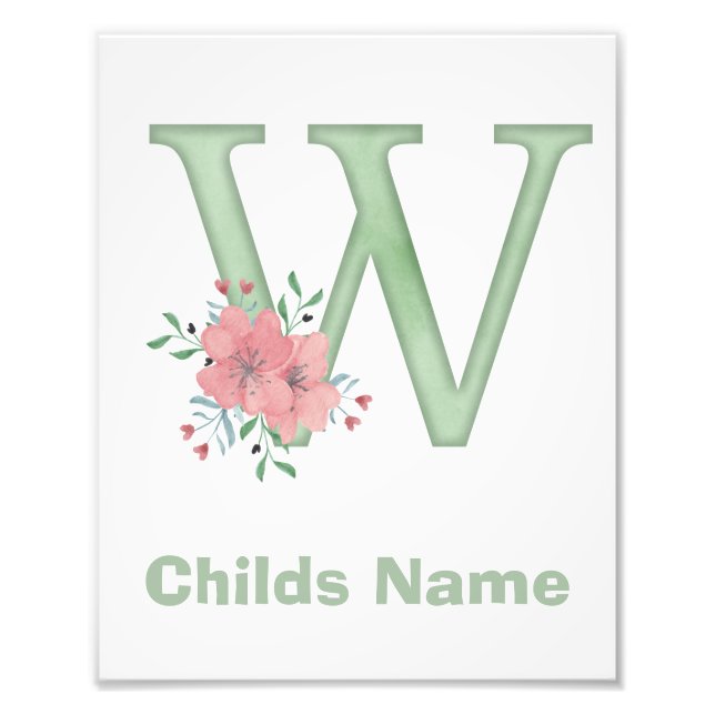 Foto Letra acuarela personalizada W imagen (Frente)