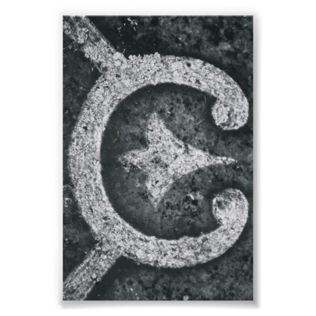 Foto Letra alfabética fotografía C1 blanco y negro 4x6 (Frente)