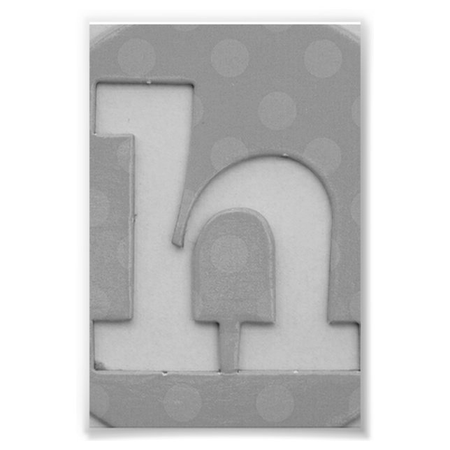 Foto Letra alfabética fotografía H5 blanco y negro 4x6 (Frente)