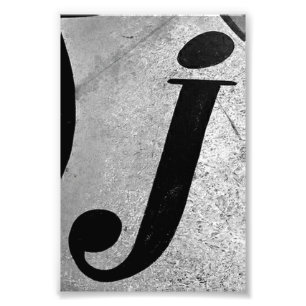 Foto Letra alfabética fotografía J1 blanco y negro 4x6