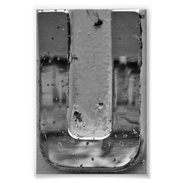 Foto Letra alfabética fotografía U3 negro y blanco 4x6 (Frente)