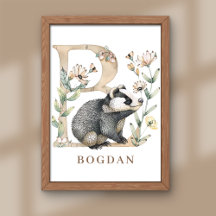 Letra B Alfabeto Animal Póster para Niños Nombre G