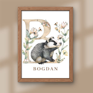 Foto Letra B Alfabeto Animal Póster para Niños Nombre G