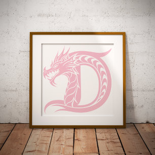 Foto Letra D de estilo dragón, alfabeto de dragón, mono