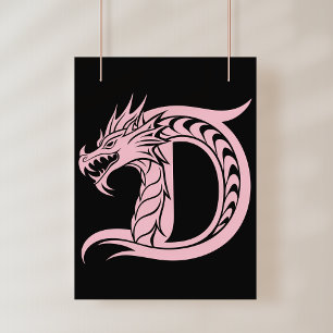 Foto Letra D de estilo dragón, alfabeto de dragón, mono