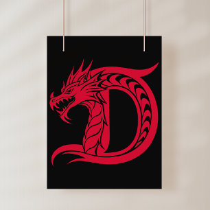 Foto Letra D de estilo dragón, alfabeto de dragón, mono