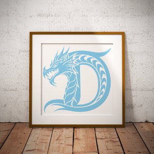Foto Letra D de estilo dragón, alfabeto de dragón, mono