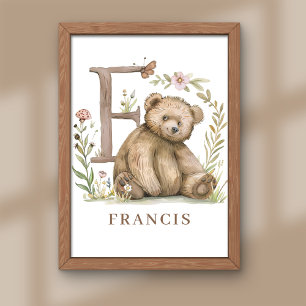 Foto Letra de alfabeto animal F niños Nombre Poster de
