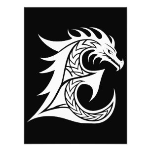 Foto Letra E de estilo dragón, alfabeto de dragón, mono