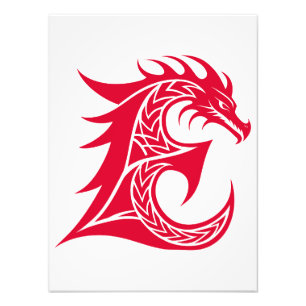 Foto Letra E de estilo dragón, alfabeto de dragón, mono