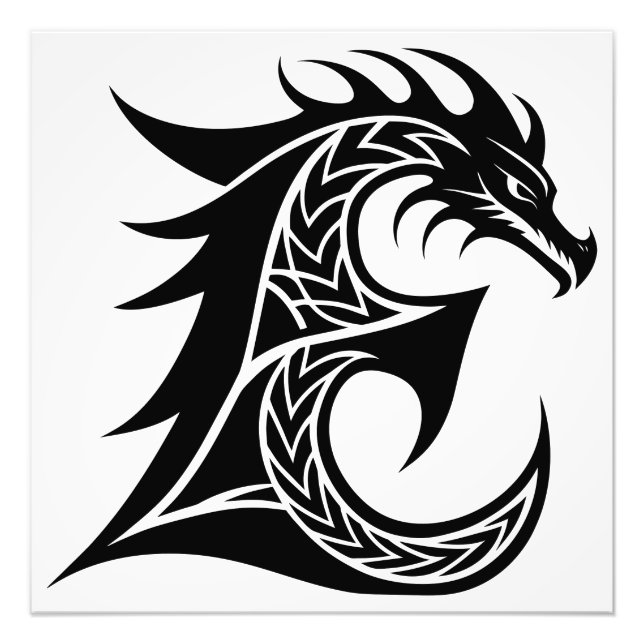 Foto Letra E de estilo dragón, alfabeto de dragón, mono (Frente)