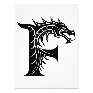 Foto Letra F de estilo dragón, alfabeto de dragón, mono