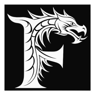 Foto Letra F de estilo dragón, alfabeto de dragón, mono