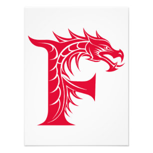 Foto Letra F de estilo dragón, alfabeto de dragón, mono
