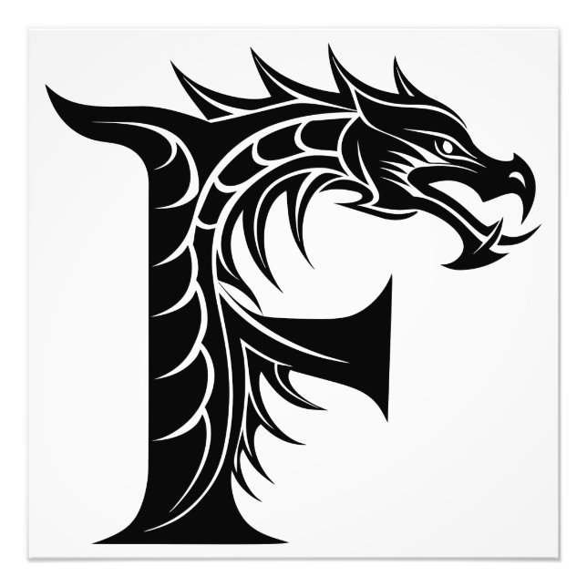 Foto Letra F de estilo dragón, alfabeto de dragón, mono (Frente)