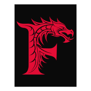 Foto Letra F de estilo dragón, alfabeto de dragón, mono